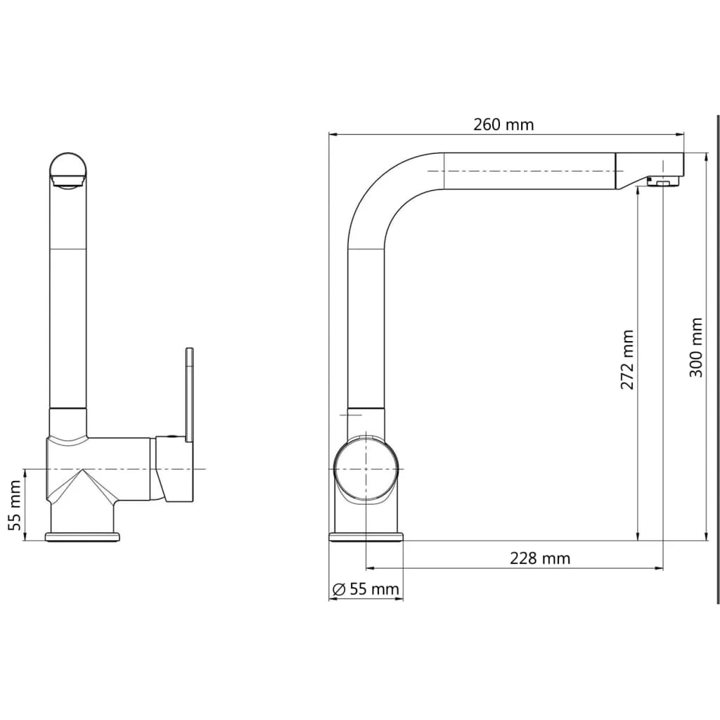 SCHÜTTE Baterie mixer de chiuvetă RIO, oțel inoxidabil și negru mat - imagine 2