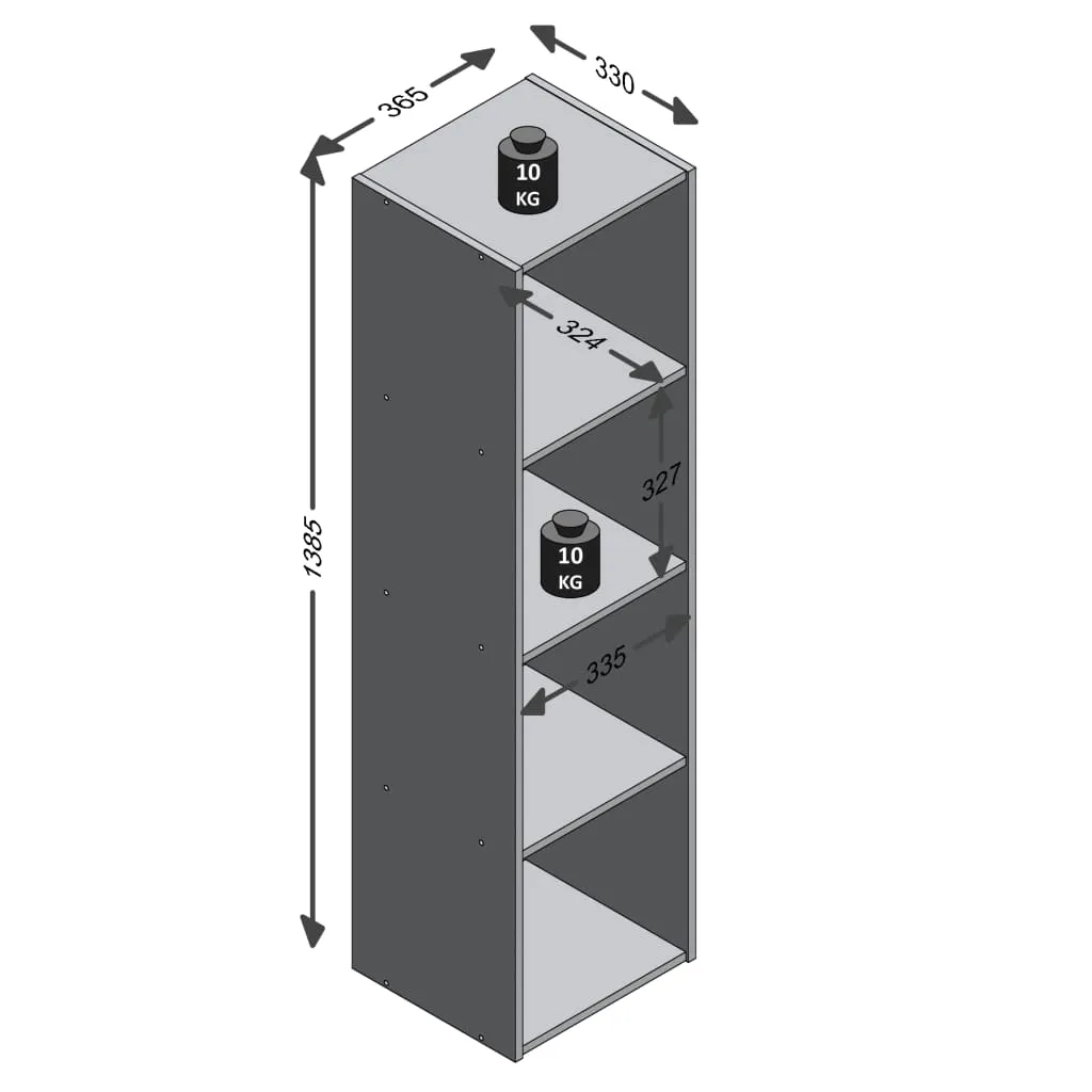 FMD Raft vertical cu 4 compartimente, gri beton - imagine 4