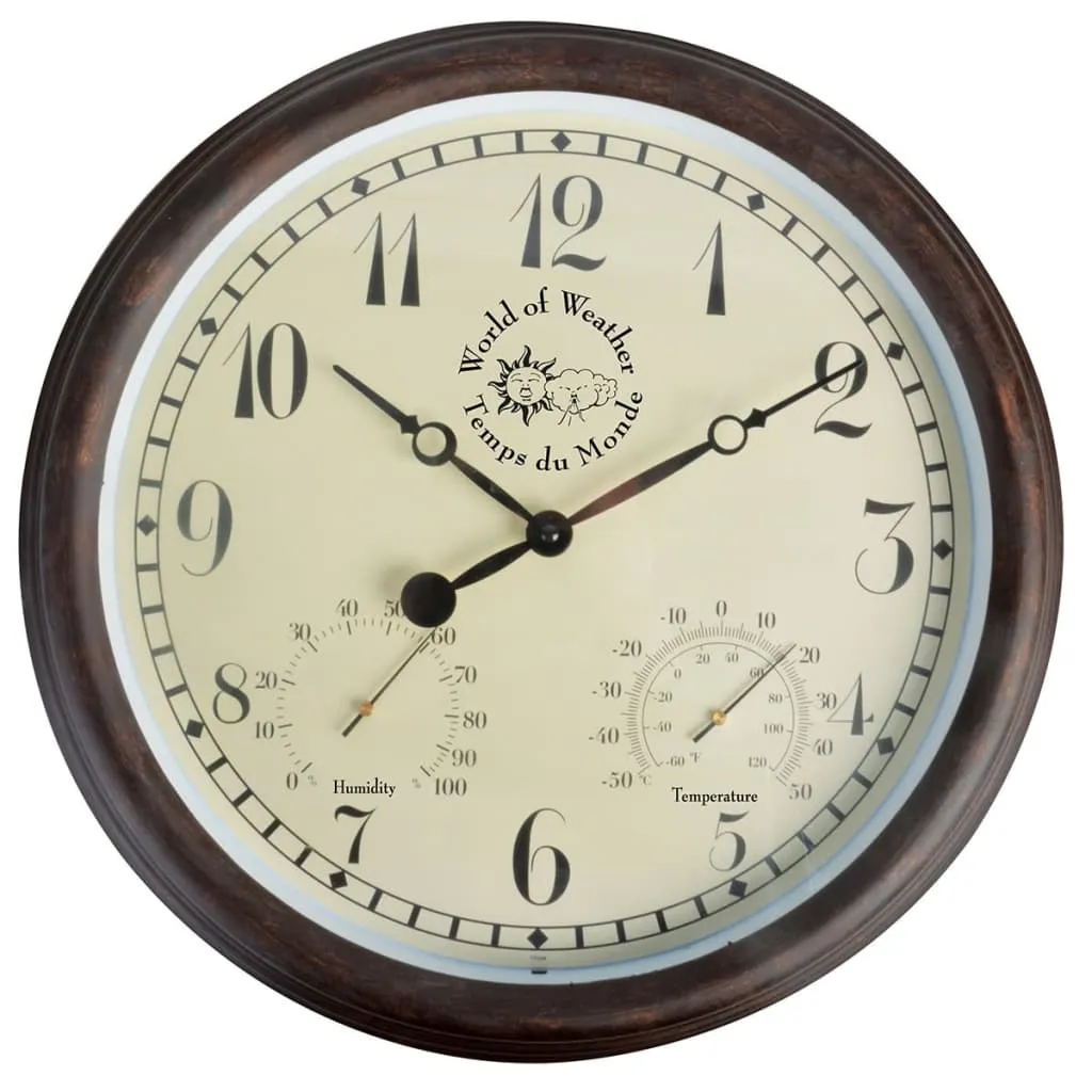 Esschert Design Ceas de gară cu termo-higrometru TF008, 30,5 cm - imagine 2