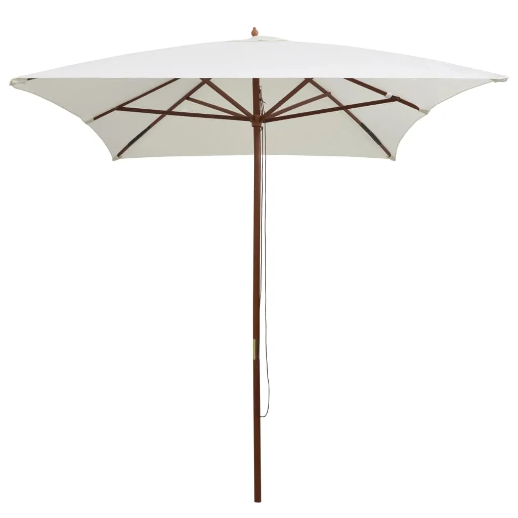 Umbrelă de soare cu stâlp de lemn, 200 x 300 cm, alb crem - imagine 2
