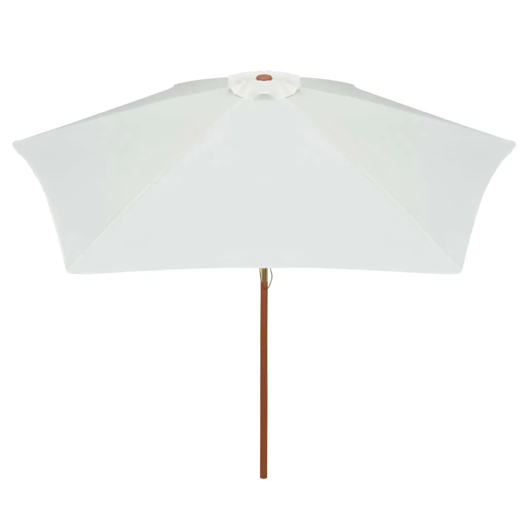 Umbrelă de soare cu stâlp de lemn, alb crem, 270x270 cm - imagine 3