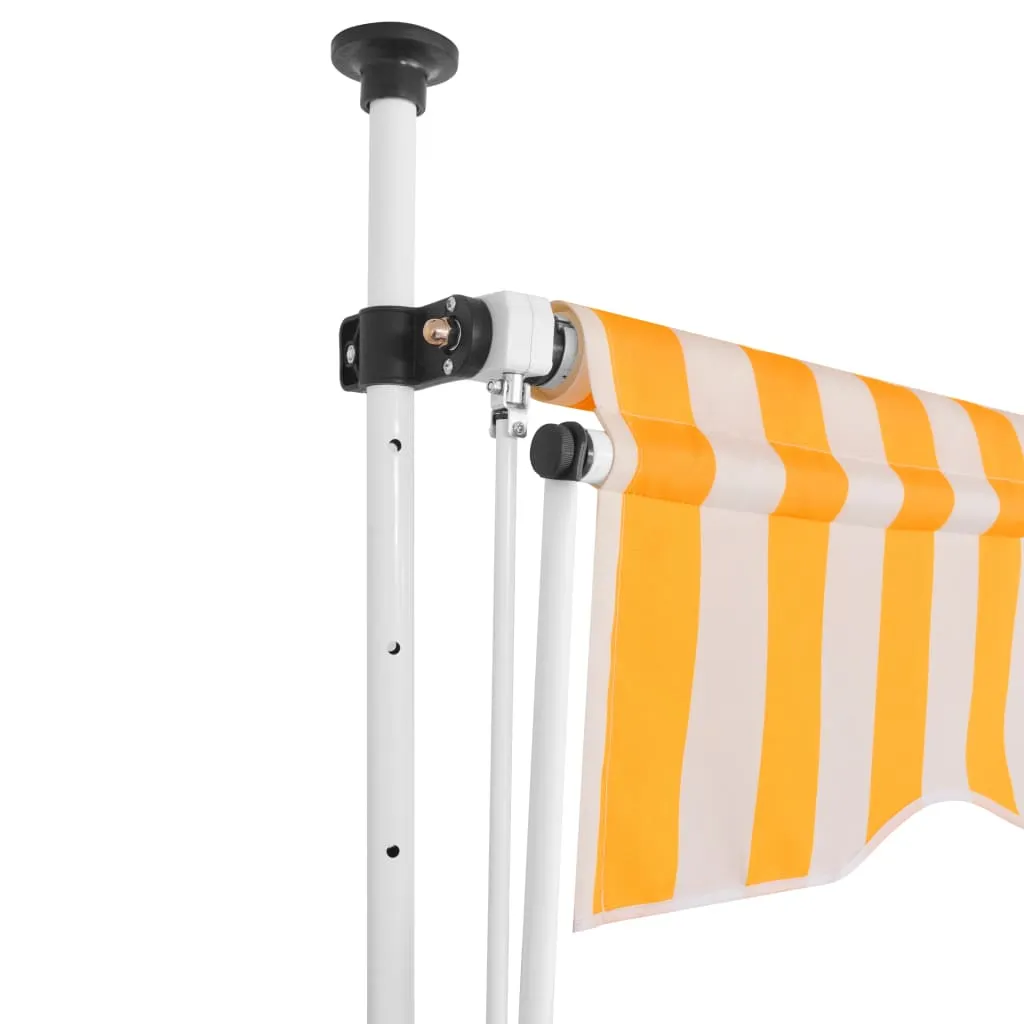 Copertină retractabilă manual, portocaliu și alb, 300 cm, dungi - imagine 2