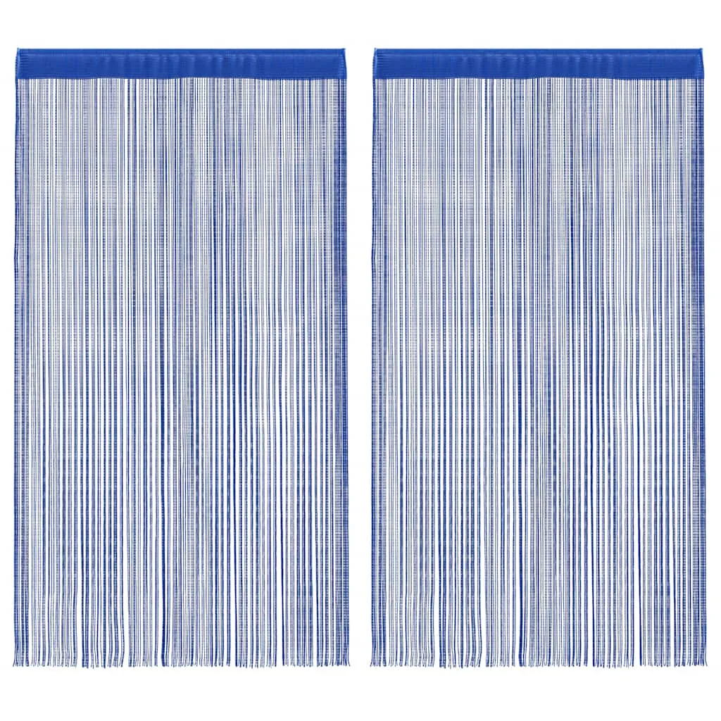 Draperii cu franjuri, 2 buc., 140 x 250 cm, albastru