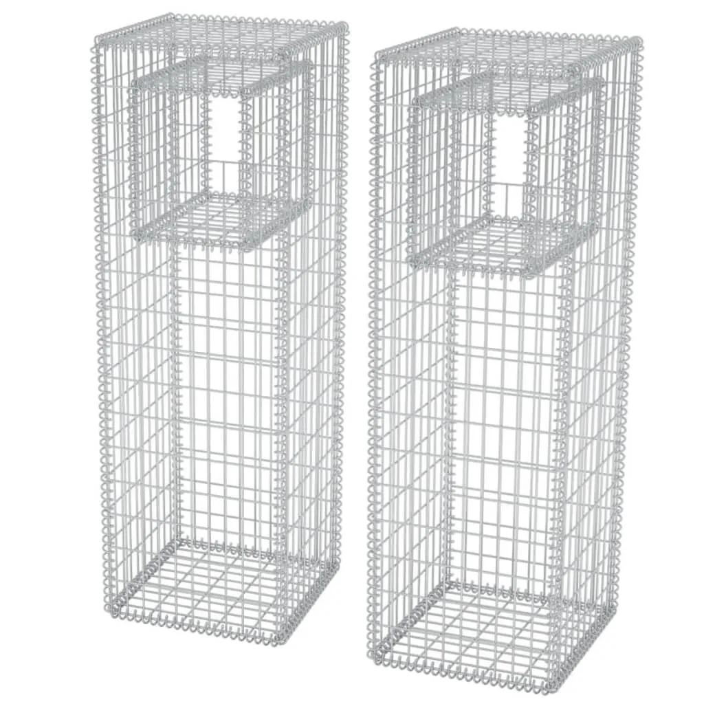 Stâlpi coș gabion/jardinieră, 2 buc., 50 x 50 x 160 cm, oțel - imagine 2