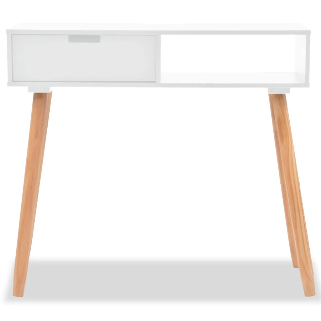 Masă consolă, lemn masiv de pin 80x30x72 cm, alb - imagine 3