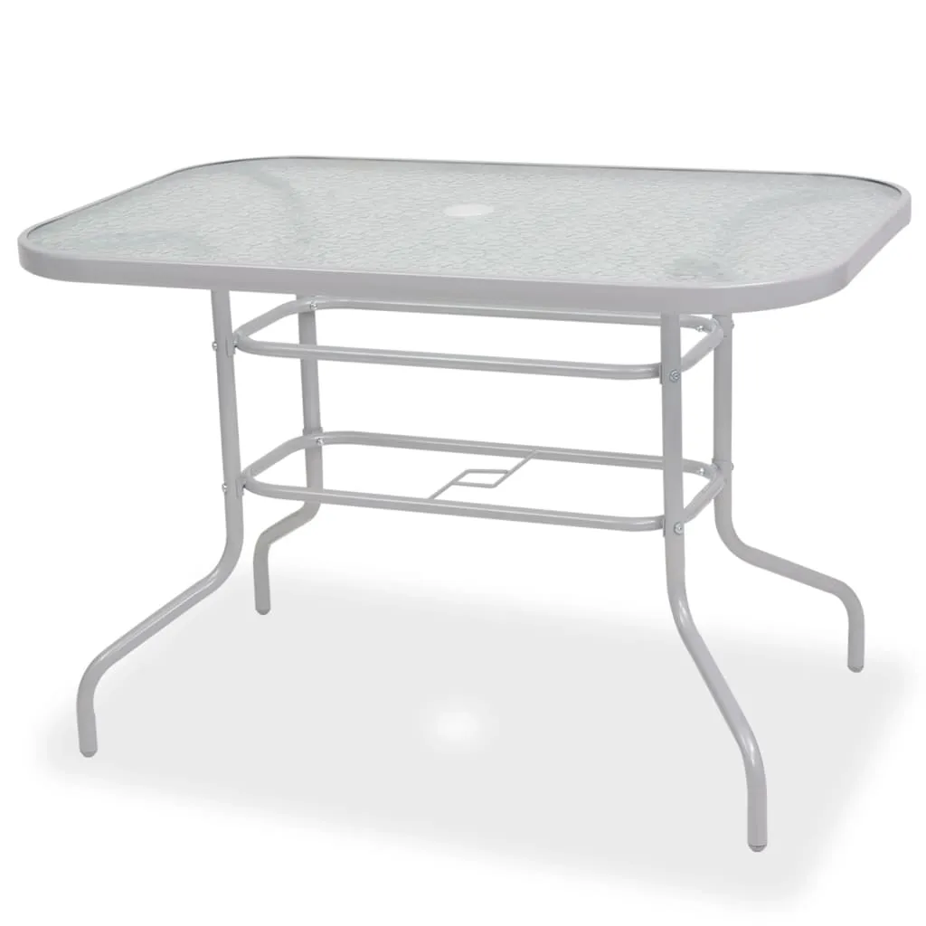 Set mobilier de exterior, 8 piese, gri, oțel și textilenă - imagine 3