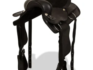 Șa Western, căpăstru & pieptar, piele naturală, 16", negru