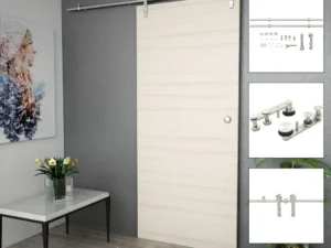 Set piese pentru ușă glisantă, argintiu, 183 cm oțel inoxidabil