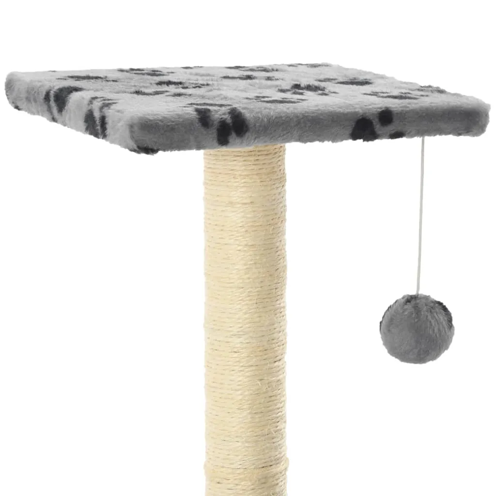 Ansamblu pisici cu stâlpi funie sisal gri 65 cm imprimeu lăbuțe - imagine 4