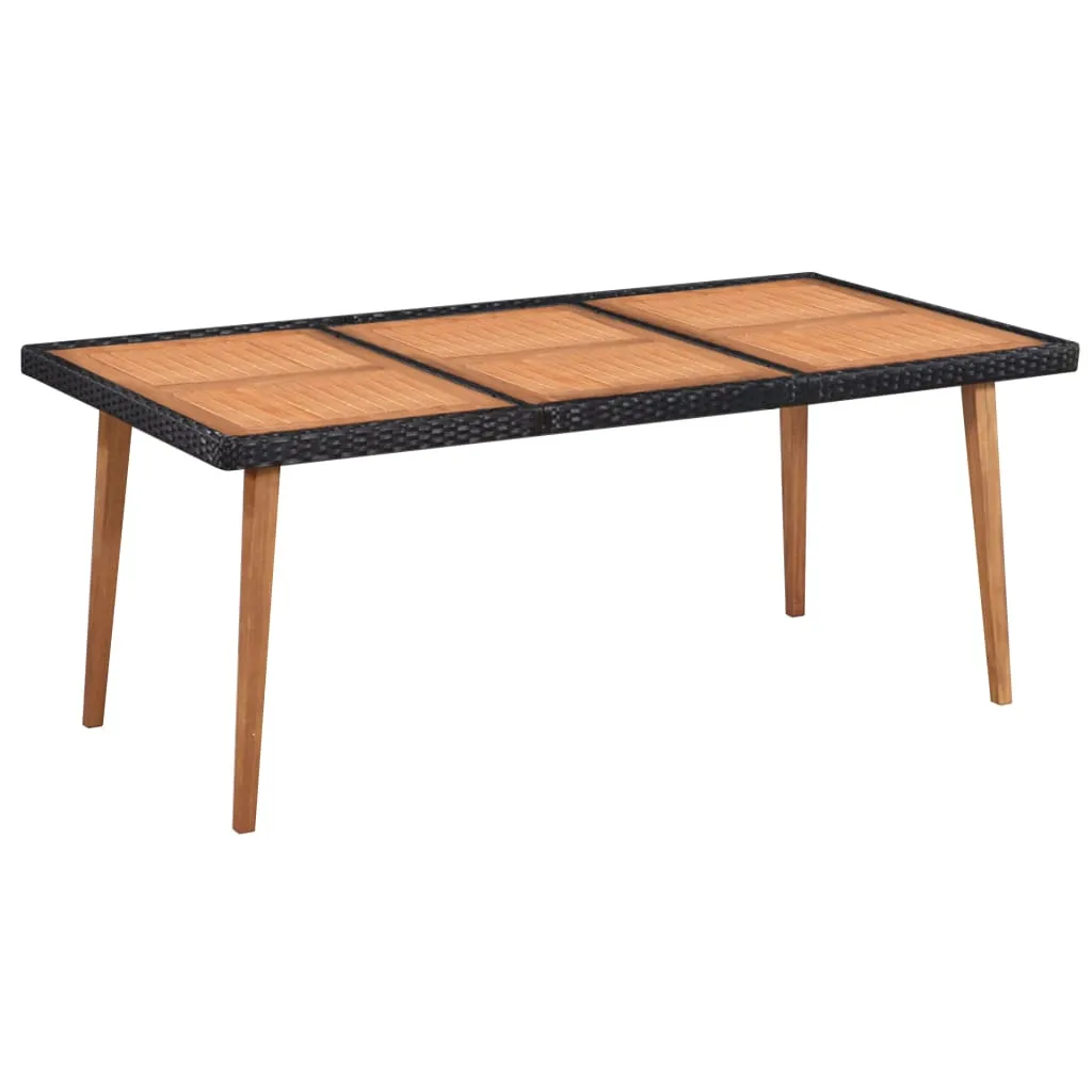 Set mobilier de exterior, 9 piese, negru și maro, poliratan - imagine 2