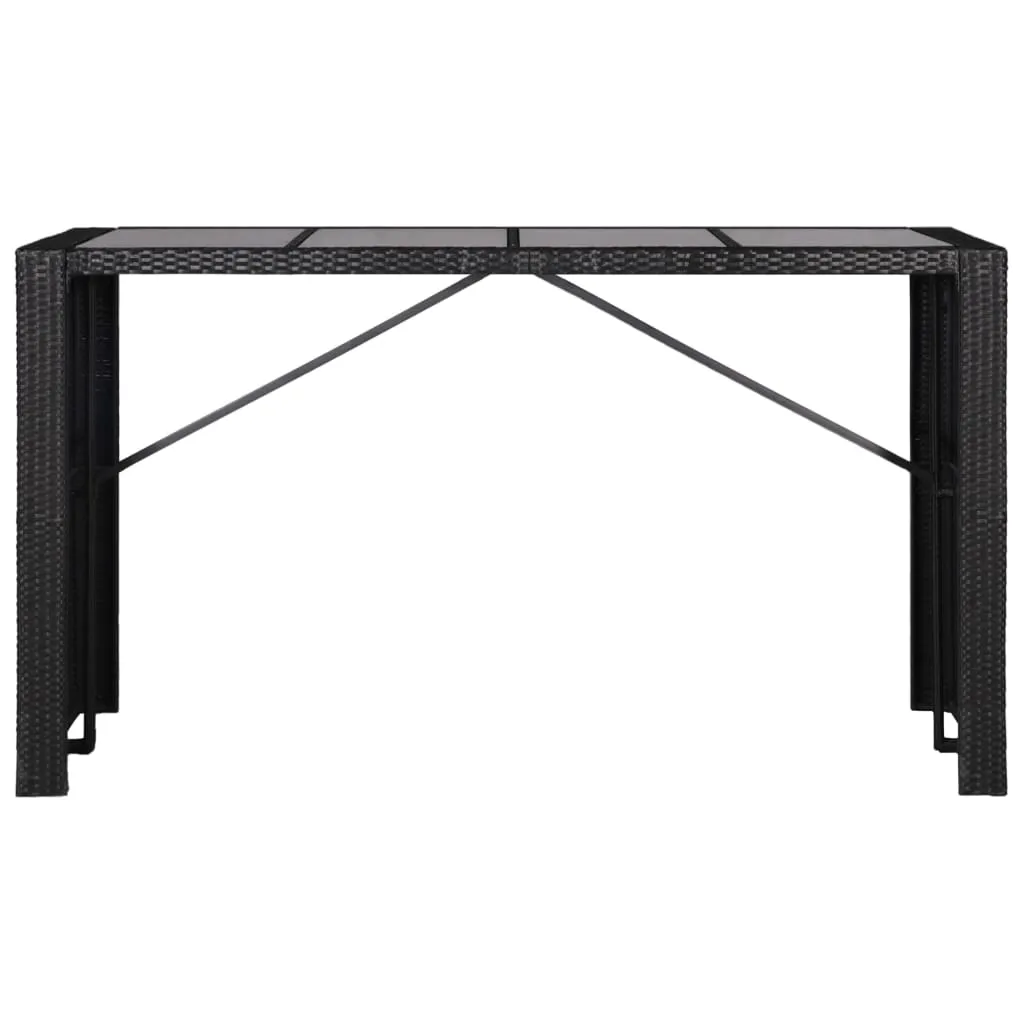 Set de masă și scaune de exterior, 9 piese, negru, poliratan - imagine 4