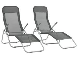 Șezlonguri plajă pliabile 2 buc. antracit textilenă