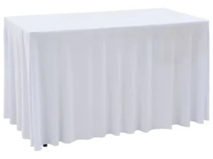 Huse elastice de masă cu fustă, 2 buc., alb, 243x76x74 cm