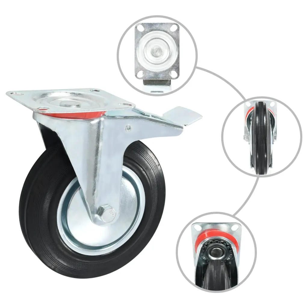 Roți pivotante cu frâne duble, 4 buc., 200 mm - imagine 2