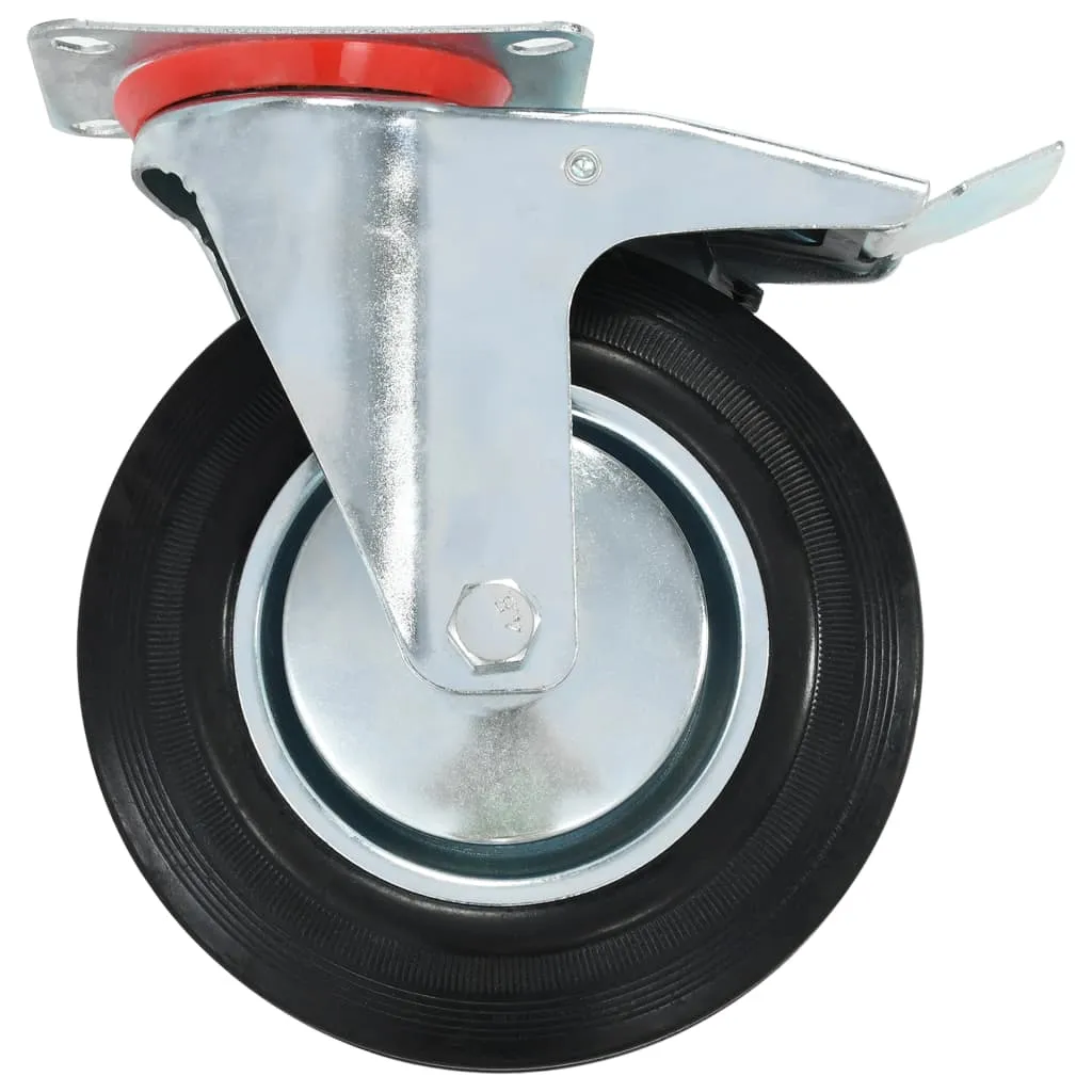 Roți pivotante cu frâne duble, 4 buc., 200 mm - imagine 4