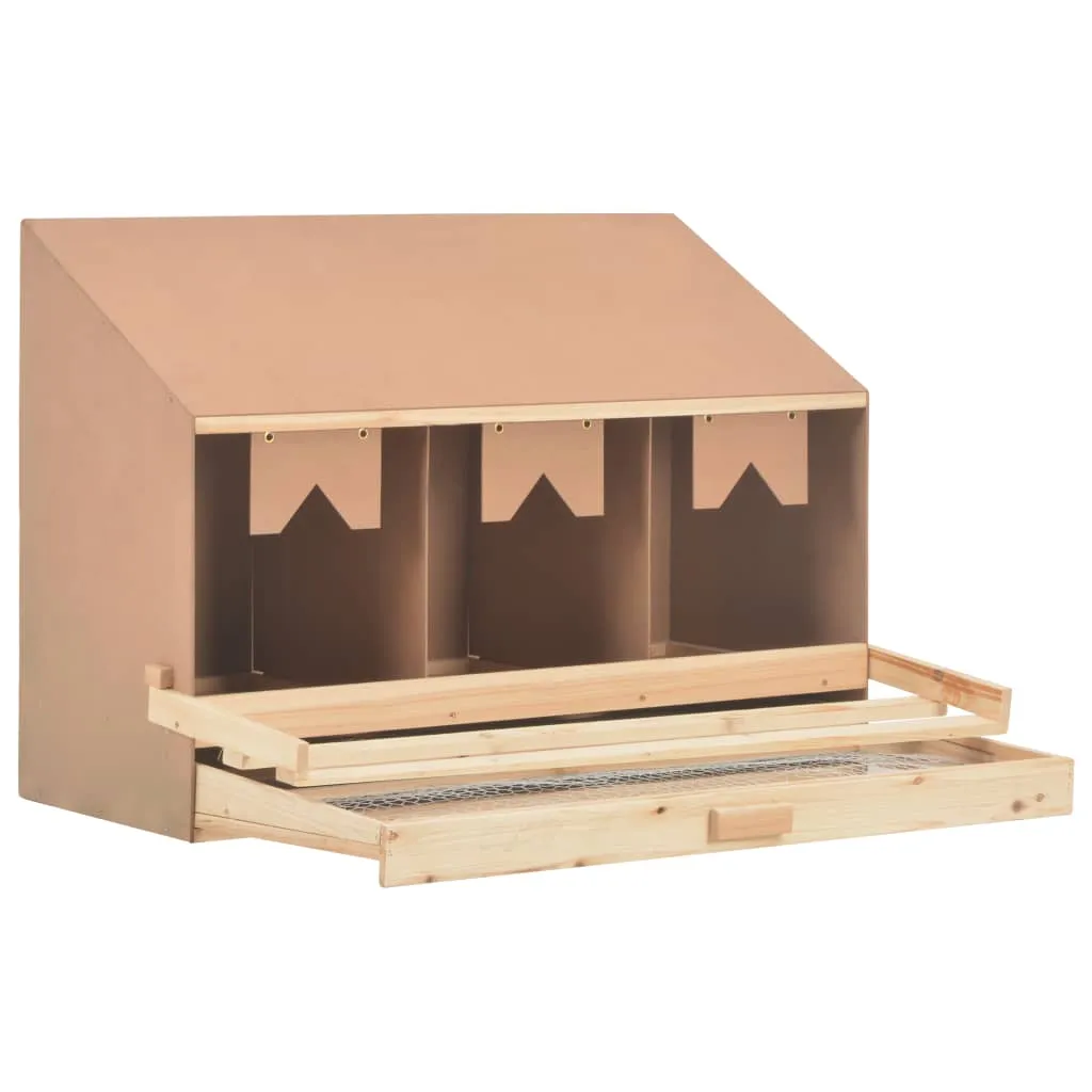 Cuibar găin cu 3 compartimente, 93x40x65 cm, lemn masiv pin - imagine 3