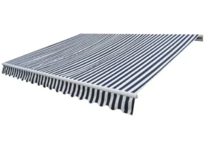 Copertină pliabilă motorizată, 400 cm, albastru/alb