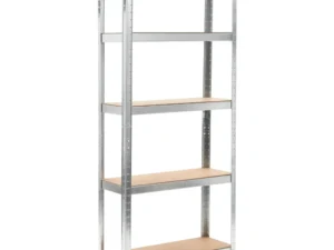 Raft depozitare cu 5 niveluri, oțel arginitiu&lemn prelucrat