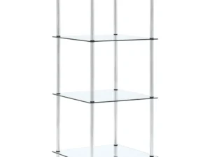 Raft cu 4 niveluri transparent, 40x40x100 cm, sticlă securizată