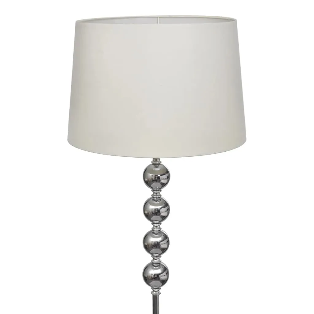 Lampă de podea cu abajur, suport înalt, 4 bile decorative, alb - imagine 2