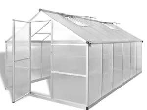 Seră din aluminiu ranforsat cu cadru la bază, 9,025 m²