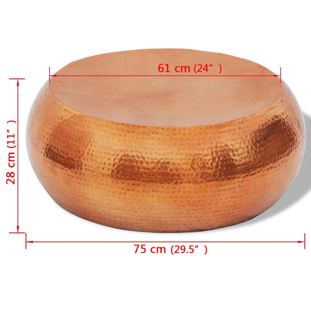 Măsuță de cafea, aluminiu bătut la ciocan, culoare cupru/alamă - imagine 4