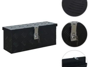 Ladă din aluminiu, negru, 485 x 140 x 200 mm