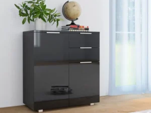 Dulap, negru extralucios, 71x35x80 cm, lemn prelucrat