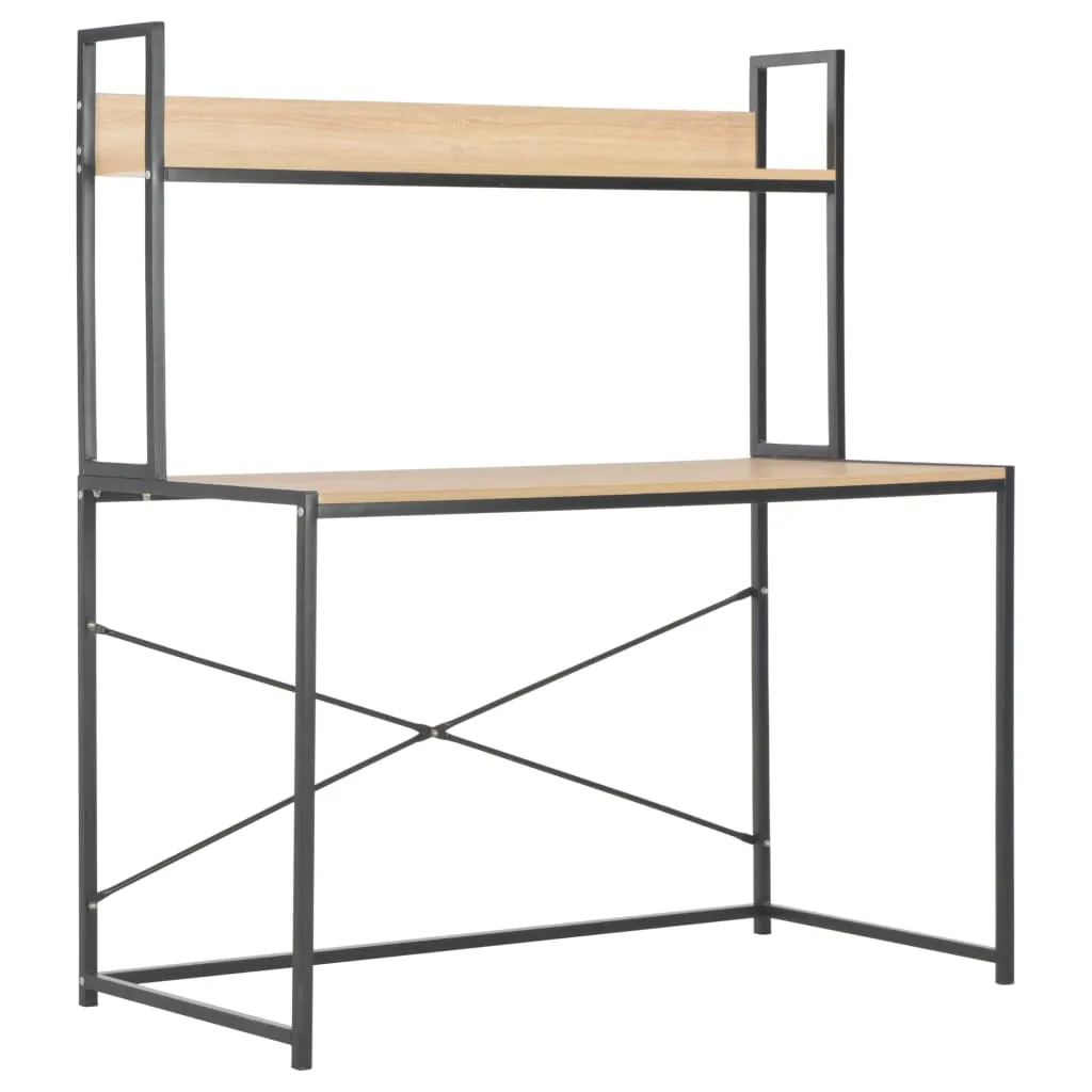 Birou de calculator, negru și stejar, 120 x 60 x 138 cm - imagine 2