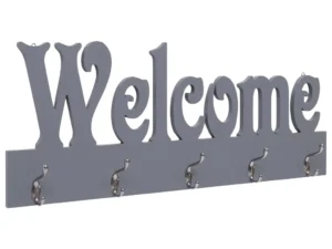 Cuier de perete WELCOME, gri, 74 x 29,5 cm