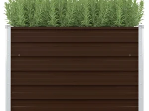 Strat înălțat de grădină, maro, 100x100x77 cm, oțel galvanizat