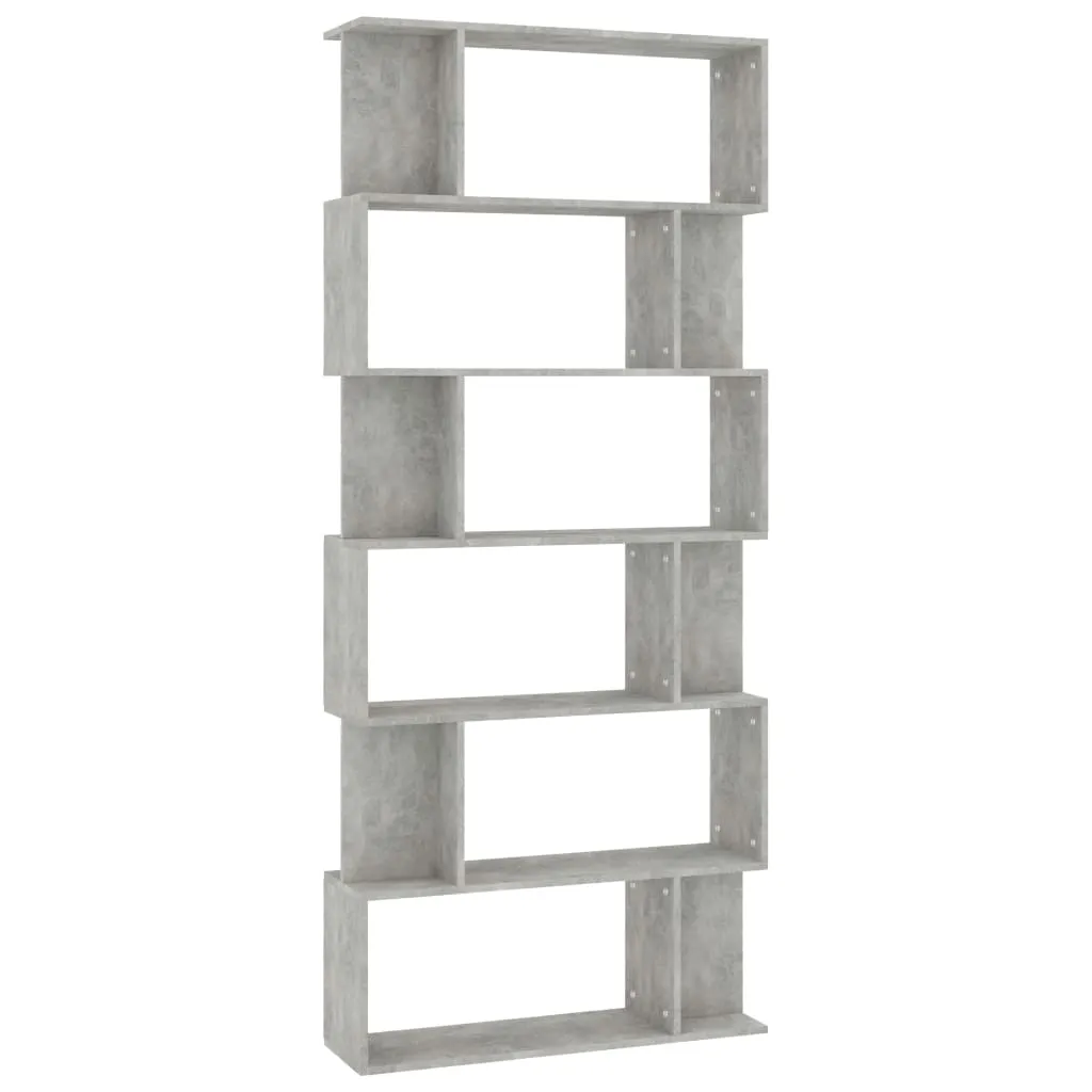 Bibliotecă/Separator, gri beton, 80x24x192 cm, lemn prelucrat - imagine 2
