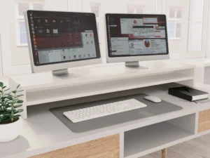 Suport monitor, alb, 100x24x13 cm, lemn prelucrat