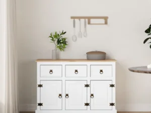 Servantă alb 132x43x78 cm lemn masiv pin mexican gama Corona