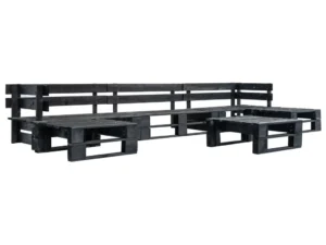 Set mobilier grădină din paleți, 6 piese, negru, lemn