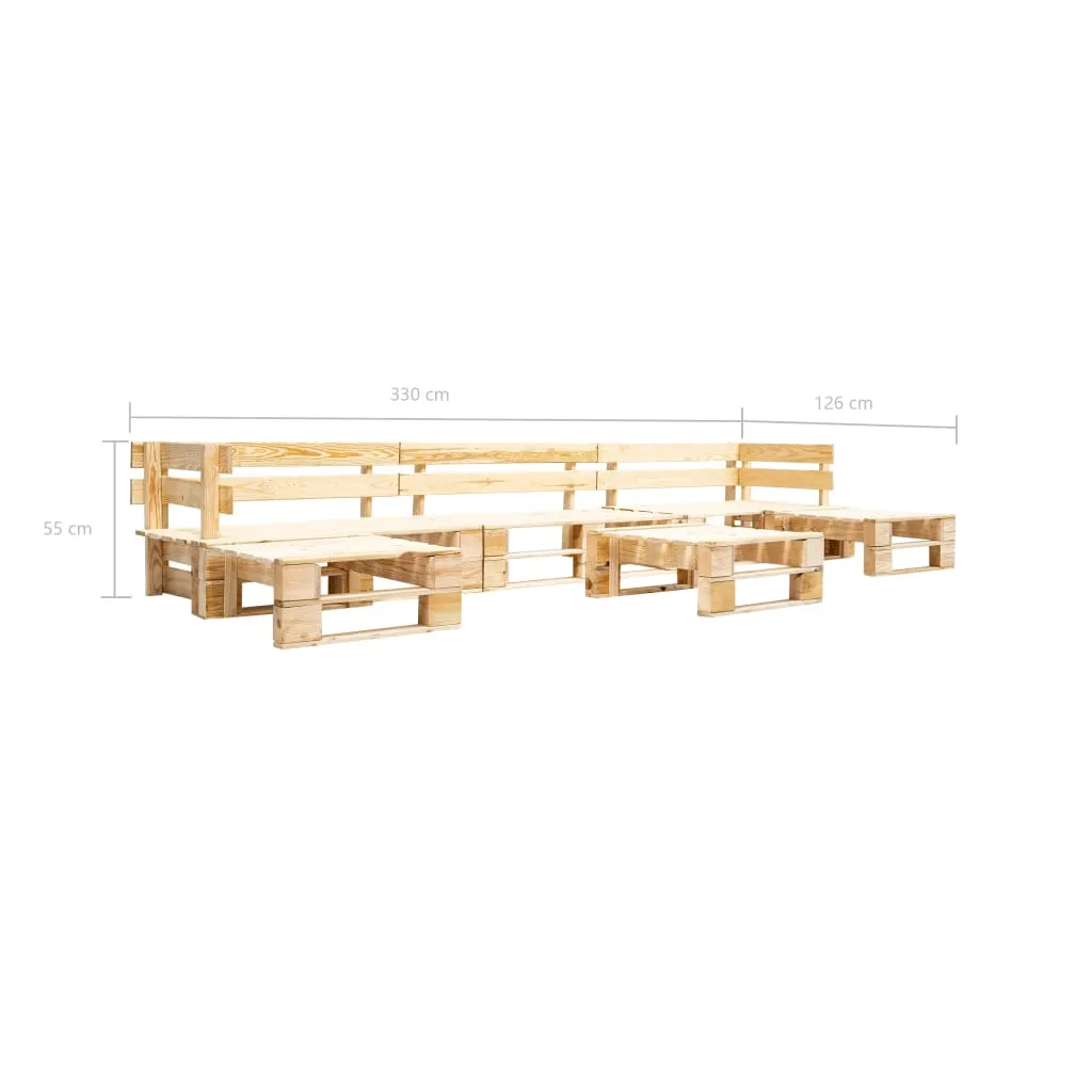 Set mobilier de grădină paleți, natural, 6 piese, lemn - imagine 3