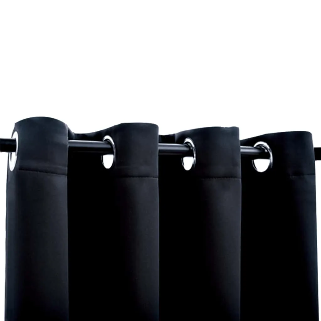 Draperii opace cu inele metalice, 2 buc., negru, 140 x 225 cm - imagine 4