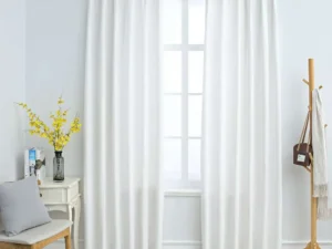 Draperii opace cu cârlige, 2 buc., alb ivoriu, 140 x 175 cm