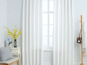 Draperii opace cu cârlige, 2 buc., ivoriu, 140 x 245 cm