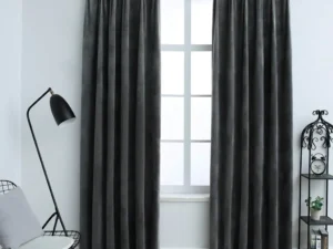 Draperii opace, 2 buc., antracit, 140x175 cm, catifea, cârlige