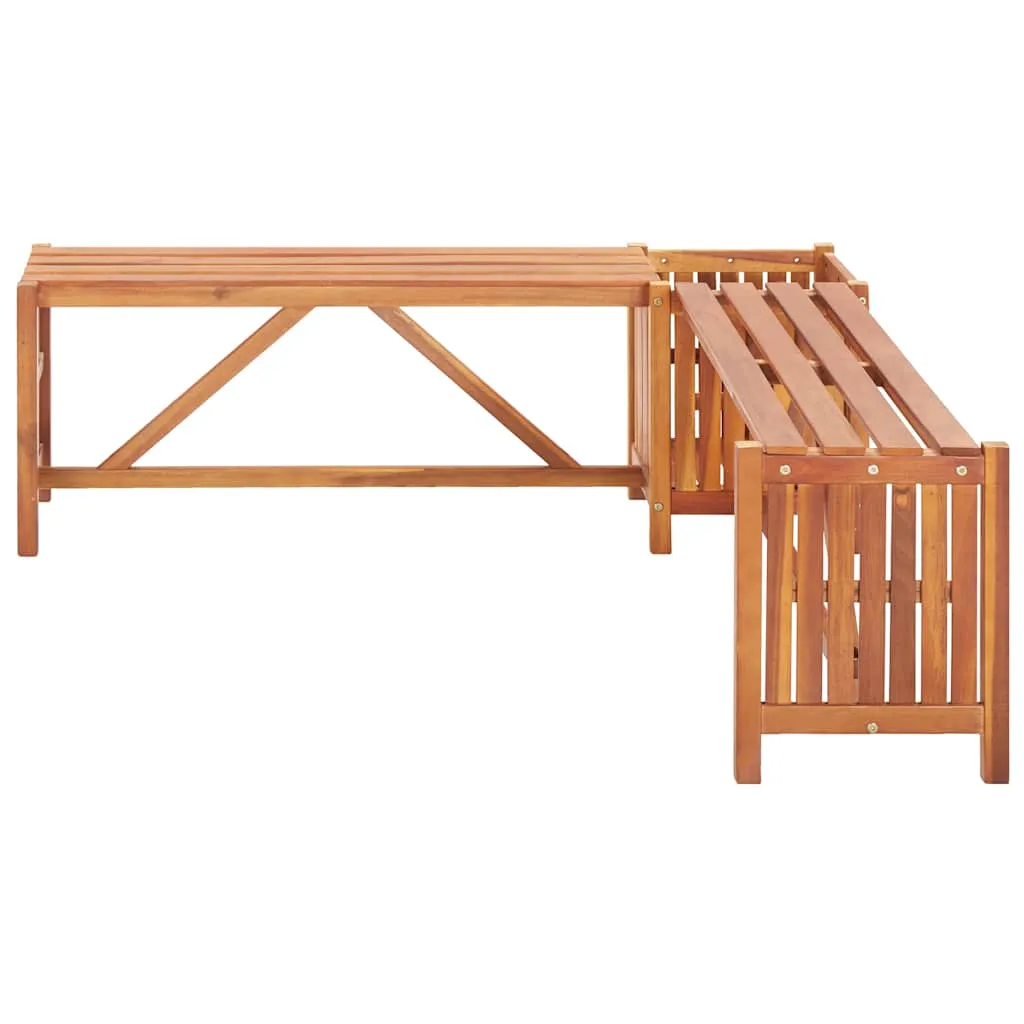 Bancă de grădină de colț cu jardinieră, 117x117x40 cm, acacia - imagine 4