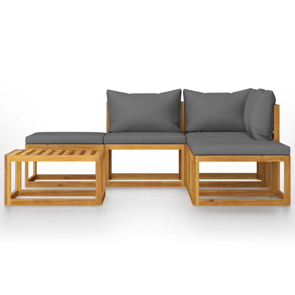 Set mobilier grădină cu perne, 6 piese, lemn masiv acacia - imagine 2