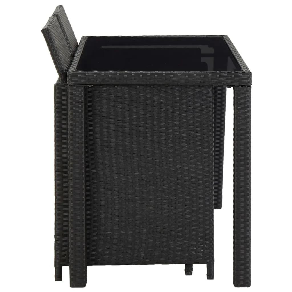 Set mobilier de exterior cu perne, 5 piese, negru, poliratan - imagine 3