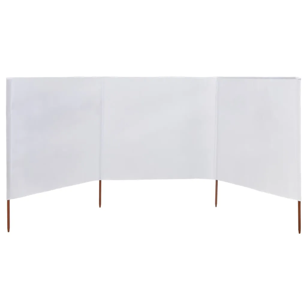 Paravan anti-vânt cu 3 panouri, alb nisipiu, 400x80 cm, textil - imagine 3