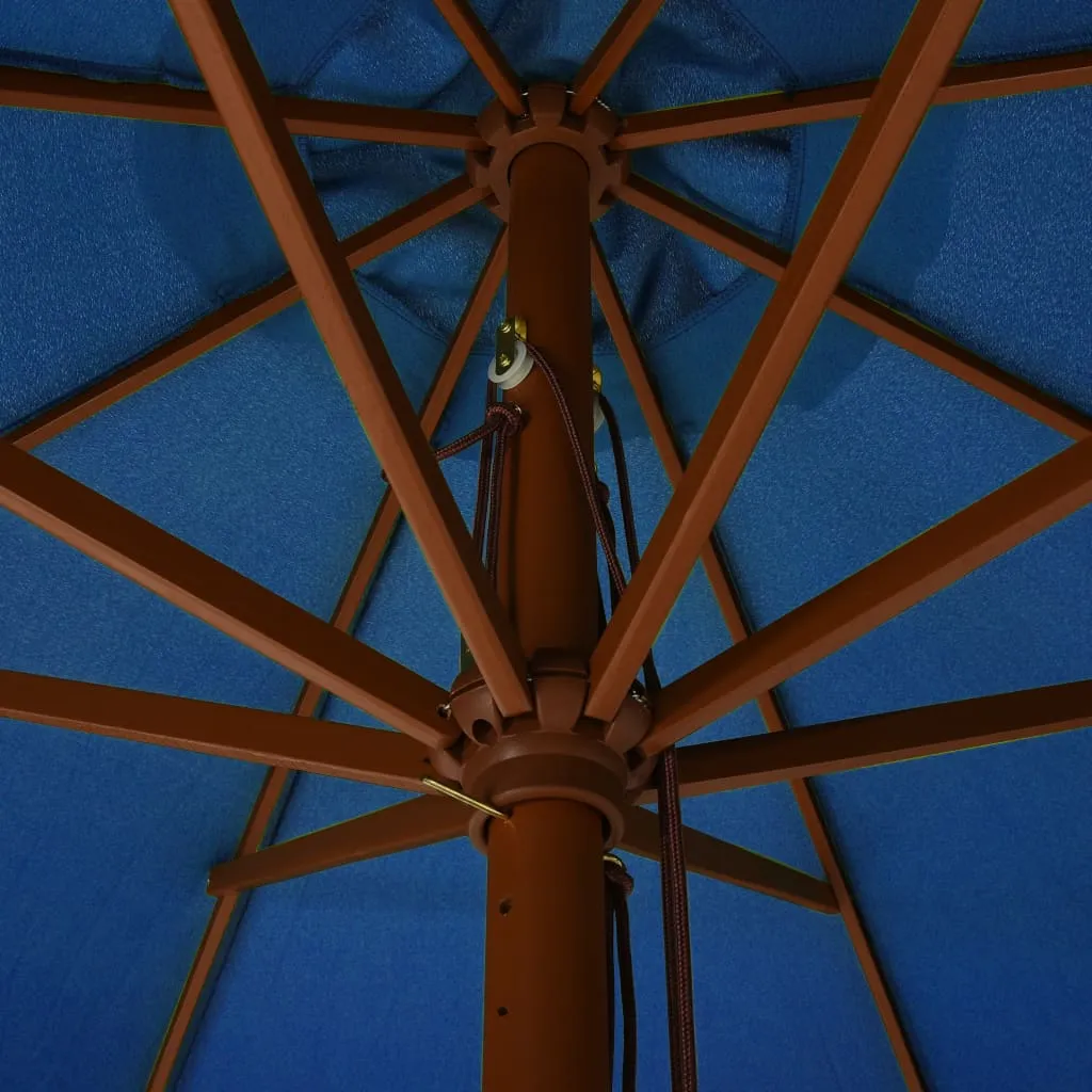 Umbrelă de soare de exterior, stâlp lemn, azuriu, 330 cm - imagine 4