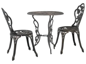 Set mobilier bistro, 3 piese, aluminiu turnat