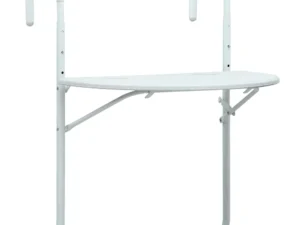 Masă balcon suspendată alb 60x64x83,5 cm plastic aspect ratan