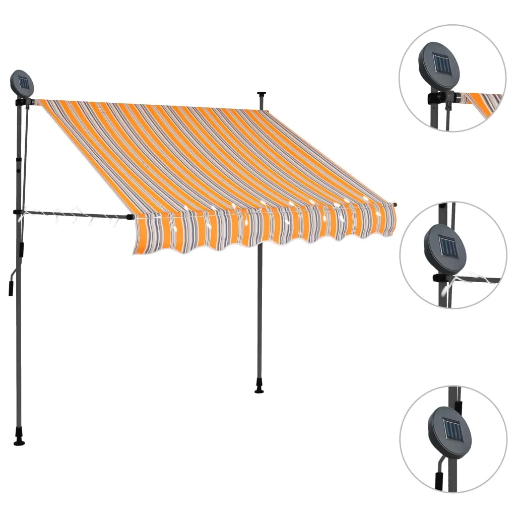 Copertină retractabilă manual cu LED, galben & albastru, 100 cm - imagine 3
