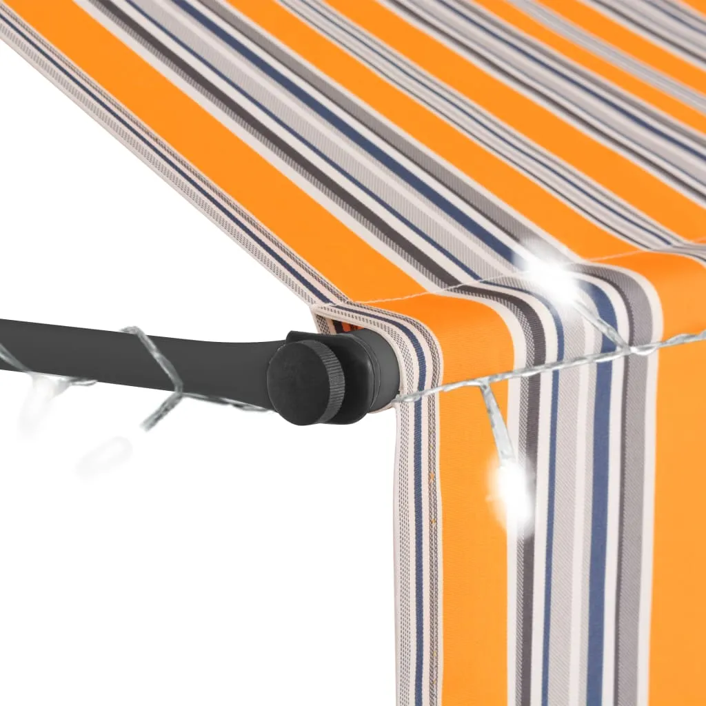Copertină retractabilă manual cu LED, galben & albastru, 100 cm - imagine 4