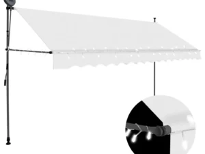 Copertină retractabilă manual cu LED, crem, 350 cm